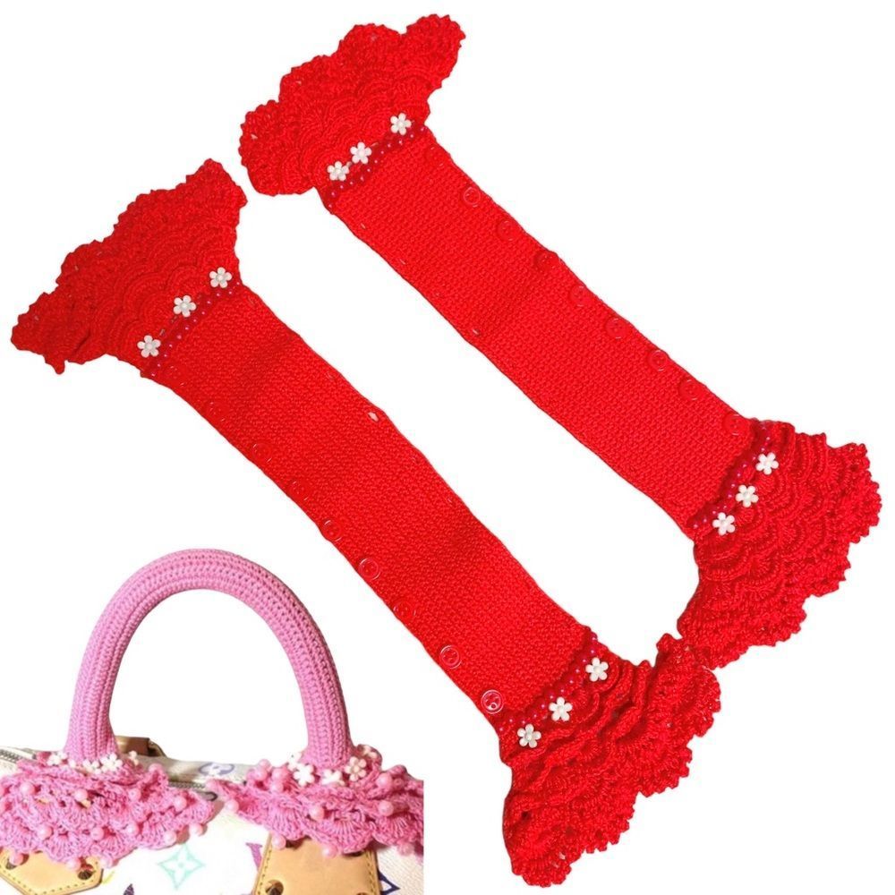 Red crochet handle cover for alma / speedy‎ Handmade